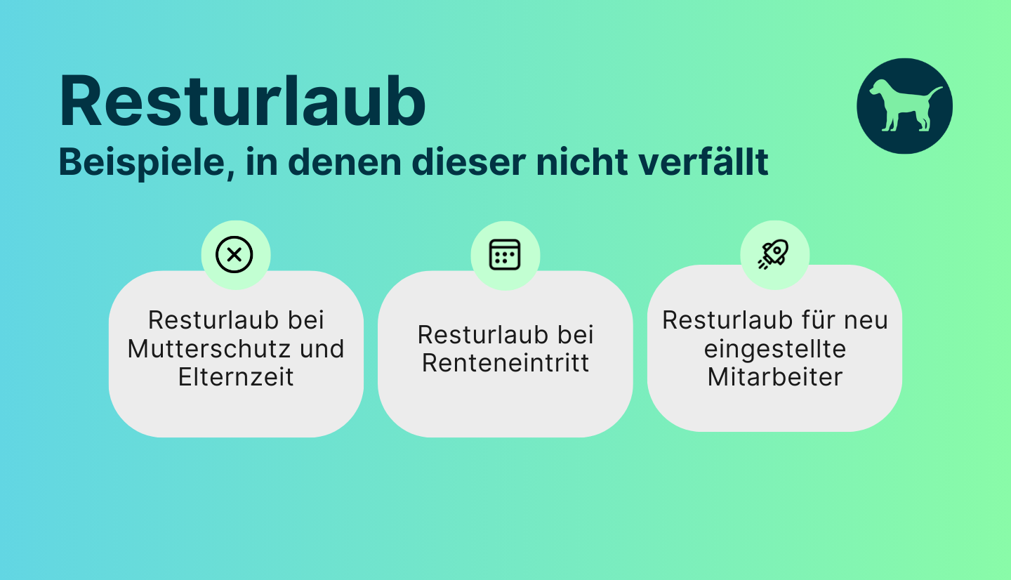 Infografik stellt die drei wichtigsten Beispiele, in denen Resturlaub nicht verfällt.