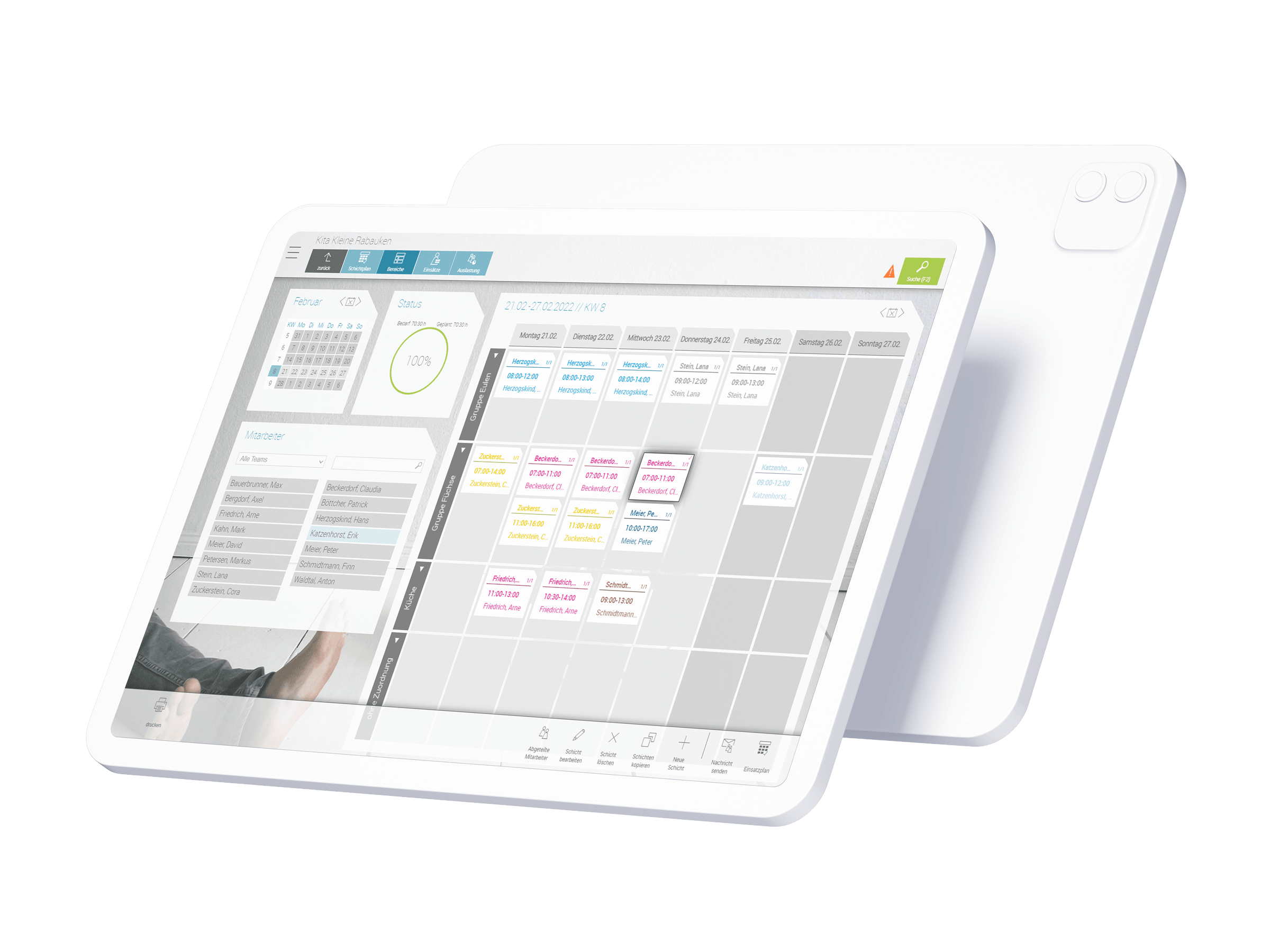 iPad Device mit Dienstplan Darstellung aus askDANTE.